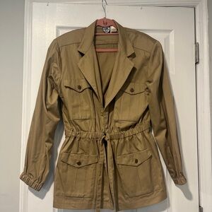 Vintage Military Cargo Jacket U.R.U.S 1990 Cotton khaki elastic waist  14